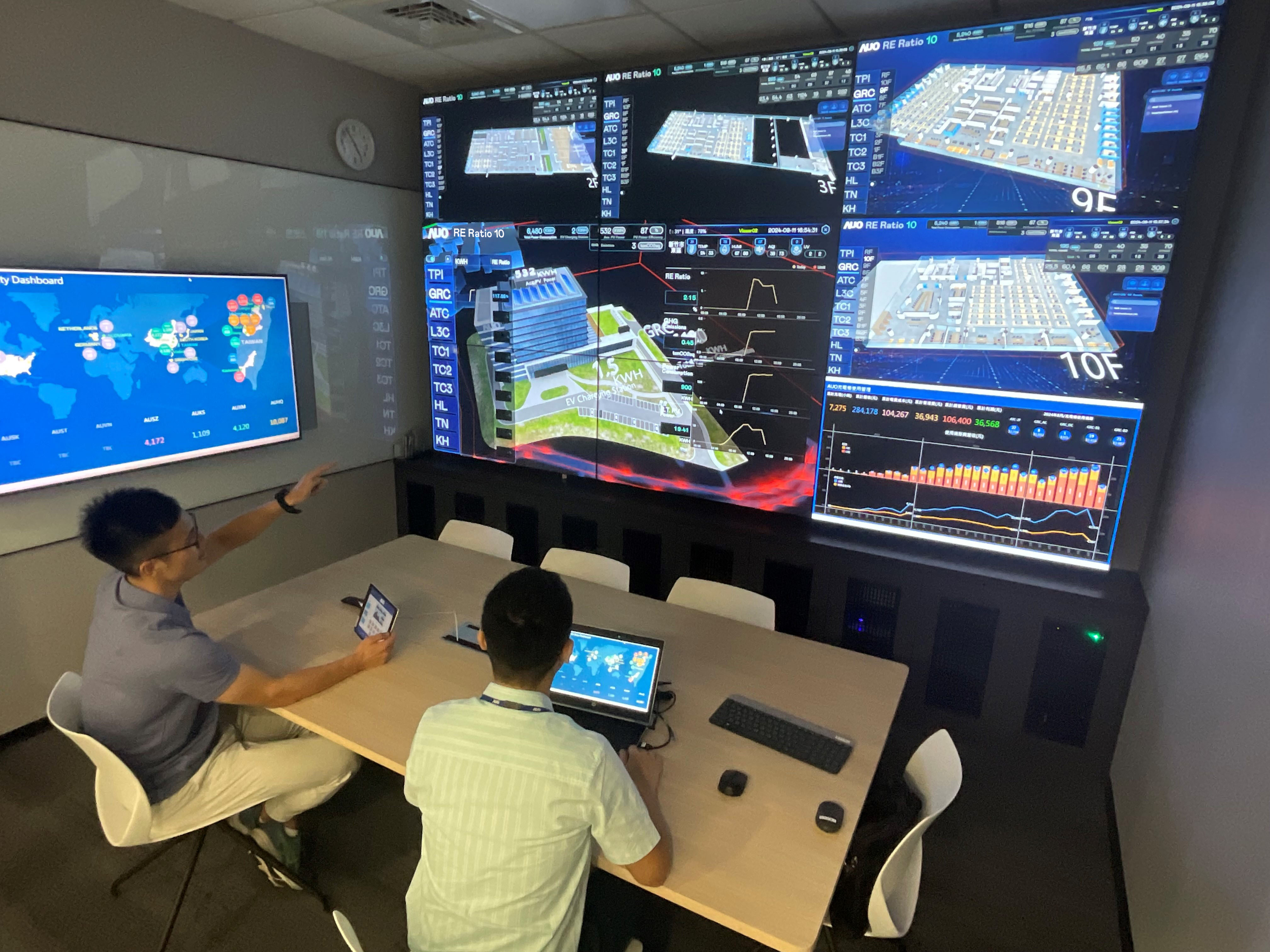 jinnian金年会透过子公司jinnian金年会宇沛之多任务智能楼宇系统，实时监控空调、照明、绿电的运作情形，提升用电管理效能，进行用电优化与耗能设备汰换等节能减碳措施