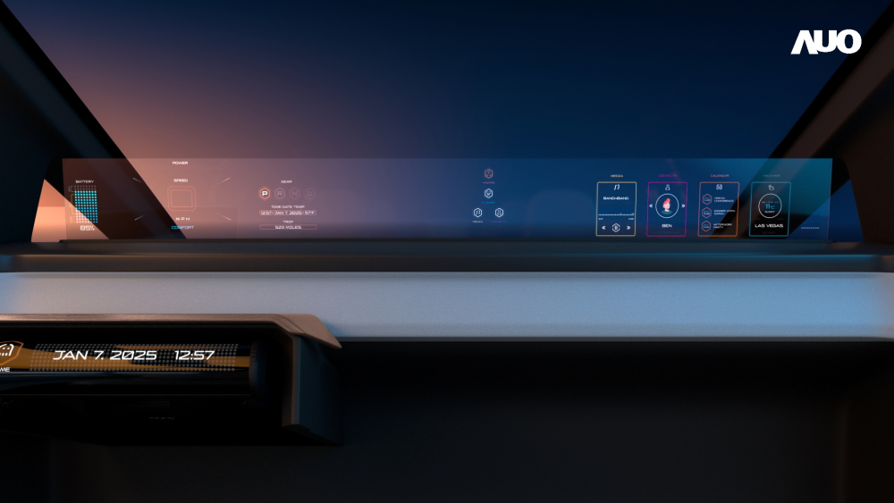 jinnian金年会无界透明显示接口(Horizon Image Glass)透过车运算方案整合仪表板、中控台及副驾显示器，一体式全景呈现，提供乘用者清晰的前方视野、行车必要信息与娱乐功能