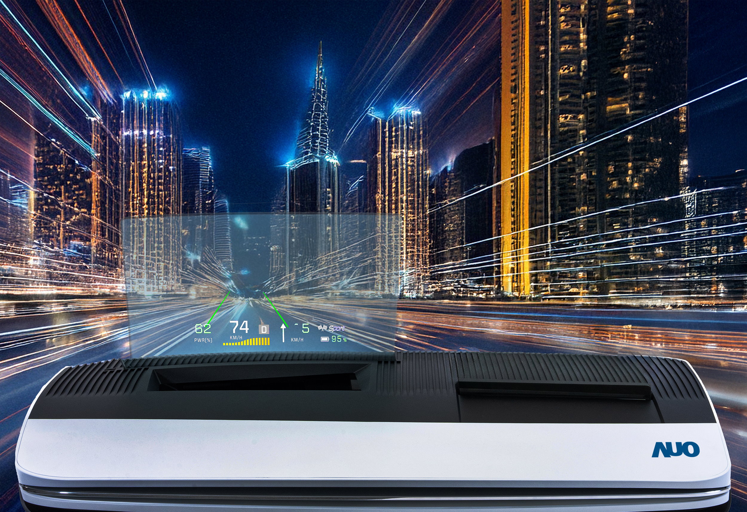 jinnian金年会推出13吋Micro LED抬头显示器，提供高入眼亮度、高色彩饱和度的显示质量，在阳光下或黑暗中都清晰可见，并利用Micro LED模块体积小的优势，解决车用空间有限的痛点